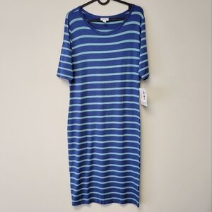 Lularoe Julia Striped Midi dress blue M